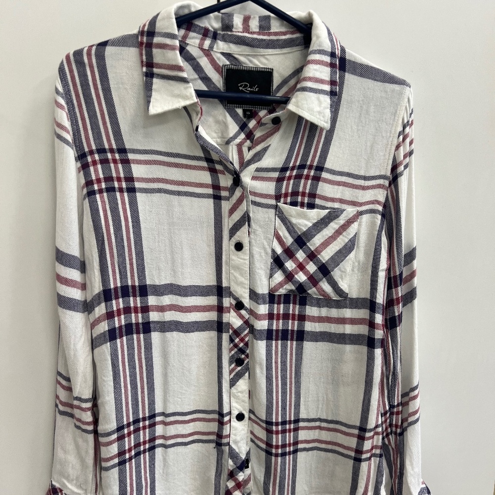 Rails Button Up Shirt-Women's Size XS (Red/White/Blue)
